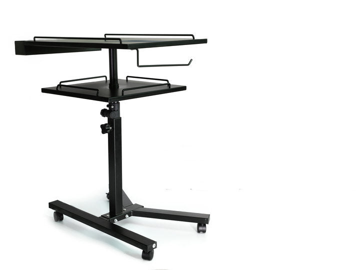 Work Station Black Postazione - Tavolo Doppio Ripiano Mobile