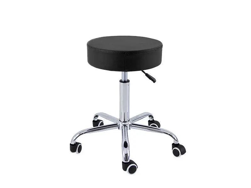 Sgabello Rotondo In Eco Pelle Base Acciaio Imbottita Nero